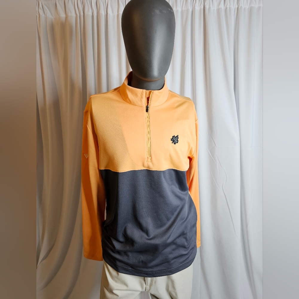 Levelwear Gold/Charcoal Pursue Leaf Insignia The National Quarter-Zip Pullover